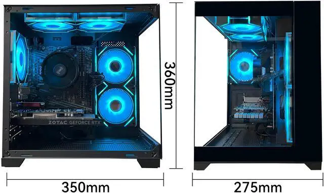 Alt view image 4 of 6 - YAWYORE Gaming PC Desktop Computer,AMD Ryzen 5 5600,RTX3050 6GB,32GB DDR4 RAM and 1TB M.2 NVMe PCle4.0,ARGB FAN,WiFi+BT,Game Design Office console,Sea View Room,Prebuilt Gaming PC