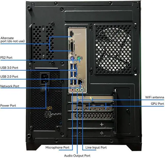 Alt view image 5 of 6 - YAWYORE Gaming PC Desktop Computer,AMD Ryzen 5 5600,RTX3050 6GB,32GB DDR4 RAM and 1TB M.2 NVMe PCle4.0,ARGB FAN,WiFi+BT,Game Design Office console,Sea View Room,Prebuilt Gaming PC
