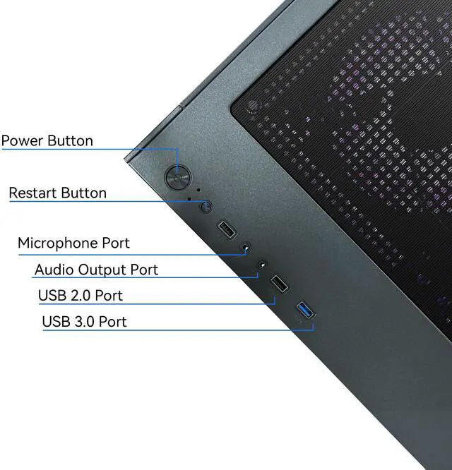 Alt view image 6 of 6 - YAWYORE Gaming PC Desktop Computer,AMD Ryzen 5 5600,RTX3050 6GB,32GB DDR4 RAM and 1TB M.2 NVMe PCle4.0,ARGB FAN,WiFi+BT,Game Design Office console,Sea View Room,Prebuilt Gaming PC