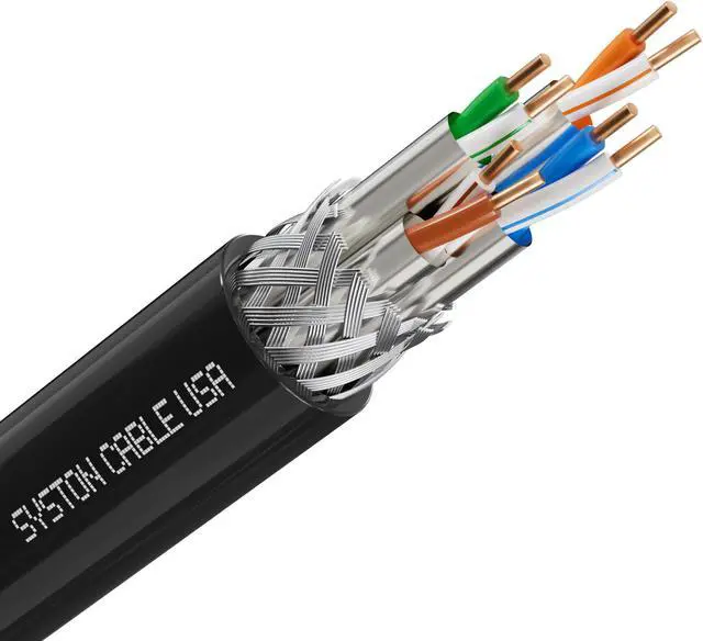 Main image of SYSTON CABLE TECHNOLOGY CAT 8 Ethernet Bulk Cable, 2000MHz, 22/4pr Solid CU, CMR, Indoor/Outdoor 20 ft. Black