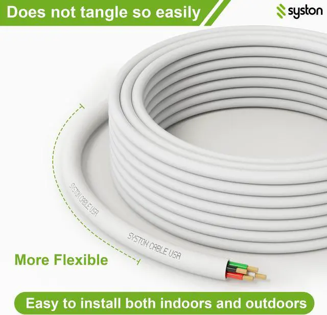 Alt view image 2 of 6 - Syston Cable Technology 16/4 Stranded Audio Cable UL/ETL CL3R CMR FT4 16 AWG 4 Conductors Oxygen Free Copper Conductors Indoor Outdoor UV Resistant RoHS White White 50 ft.
