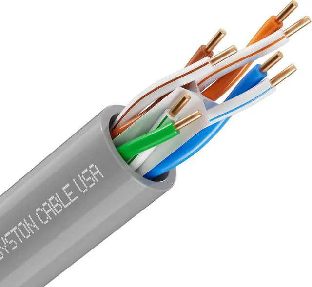 Main image of SYSTON CABLE TECHNOLOGY CAT 6E Ethernet Bulk Cable, 600MHz, 23/4pr Solid CU, CMR, Indoor/Outdoor 50 ft. Gray