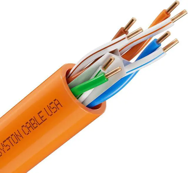 Main image of SYSTON CABLE TECHNOLOGY CAT 6E Ethernet Bulk Cable, 600MHz, 23/4pr Solid CU, CMR, Indoor/Outdoor 50 ft. Orange