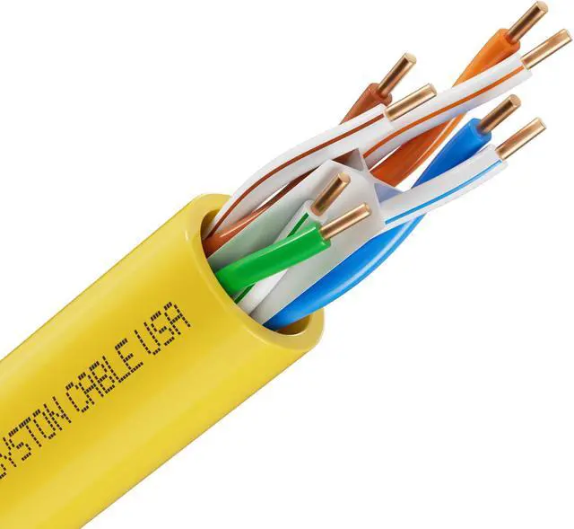 Main image of SYSTON CABLE TECHNOLOGY CAT 6E Ethernet Bulk Cable, 600MHz, 23/4pr Solid CU, CMP, Indoor/Outdoor 500 ft. Yellow
