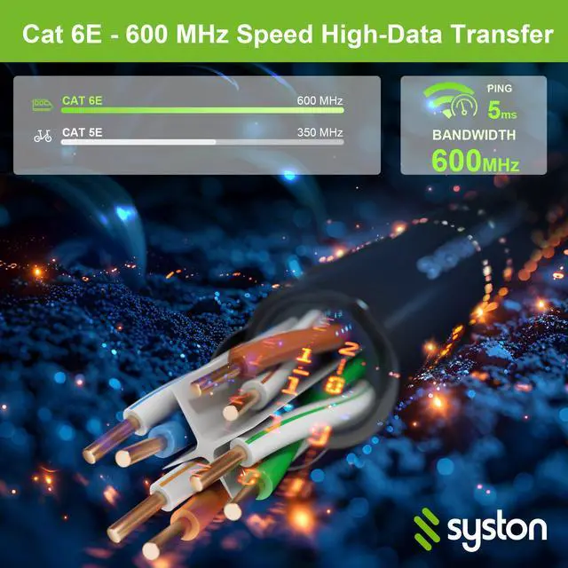 Alt view image 7 of 7 - SYSTON CABLE TECHNOLOGY CAT 6E Ethernet Bulk Cable, Direct Burial, 600 MHz, 23/4pr Solid CU, Outdoor 100 ft. Black