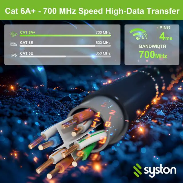Alt view image 7 of 7 - SYSTON CABLE TECHNOLOGY CAT 6A+ Ethernet Bulk Cable, Direct Burial, 700 MHz, 23/4pr Solid CU, Outdoor 100 ft. Black
