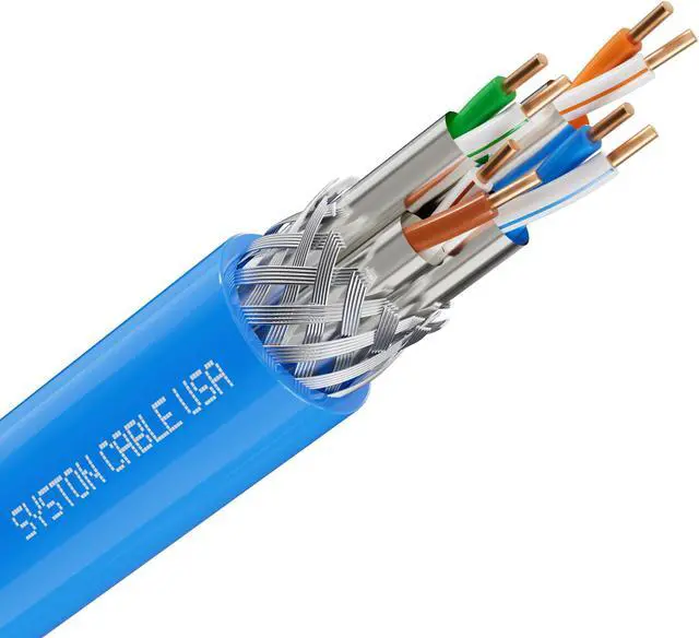 Main image of SYSTON CABLE TECHNOLOGY CAT 8 Ethernet Bulk Cable, 2000MHz, 22/4pr Solid CU, CMR, Indoor/Outdoor 20 ft. Blue