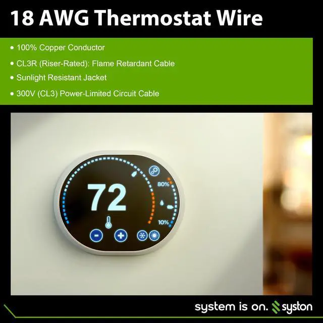 Alt view image 7 of 7 - SYSTON CABLE TECHNOLOGY 18/6 Thermostat Wire, Solid Copper, Brown, CL3R, Sun Res, Indoor/Outdoor