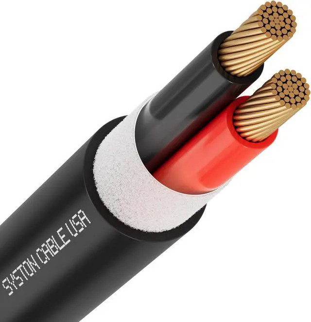 Main image of SYSTON CABLE TECHNOLOGY 14/2 Speaker Wire Audio Cable Outdoor Direct Burial In-Wall Black 50 ft.