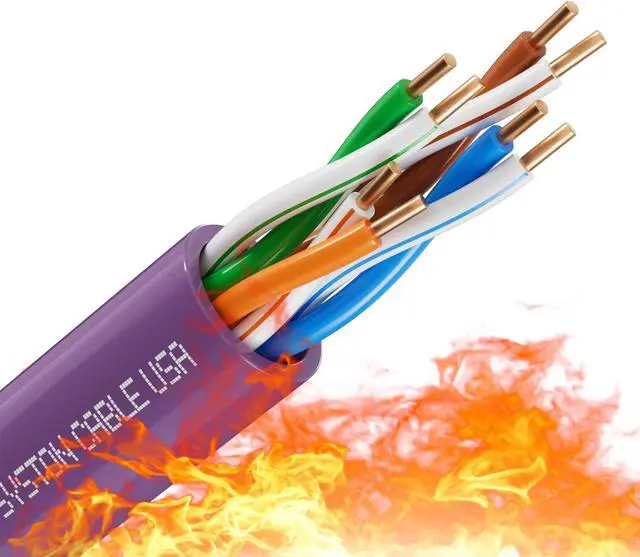Main image of SYSTON CABLE TECHNOLOGY CAT 5E Ethernet Bulk Cable, 350MHz, 24/4pr Solid CU, CMP, Indoor/Outdoor 50 ft. White 50 ft. Purple