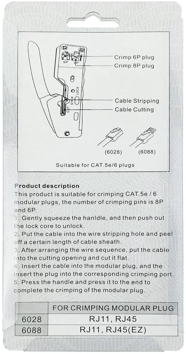 Alt view image 7 of 7 - SYSTON CABLE TECHNOLOGY Modular Plug Crimper Kit for RJ11 (6P4C) RJ12 (6P6C) RJ45 (8P8C) Network Connectors - Heavy-Duty Cat5 Cat6 Ethernet Crimping Tool with Built-In Stripper & Cutter