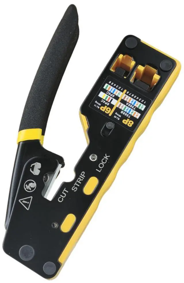 Alt view image 2 of 7 - SYSTON CABLE TECHNOLOGY Modular Plug Crimper Kit for RJ11 (6P4C) RJ12 (6P6C) RJ45 (8P8C) Network Connectors - Heavy-Duty Cat5 Cat6 Ethernet Crimping Tool with Built-In Stripper & Cutter