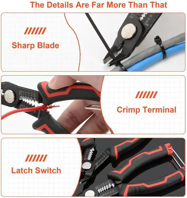 Alt view image 3 of 7 - SYSTON CABLE TECHNOLOGY 6-inch Wire Stripper and Cutters, 10-20 AWG Wire Stripper Tool Precision Flush Plier with Safety Lock and Curved Bevel Design, Diagonal Side Cutter for Electronics, Jewelry