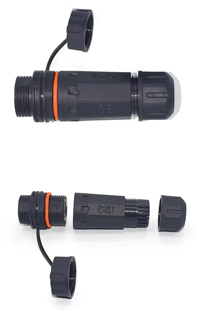 Alt view image 6 of 6 - SYSTON CABLE TECHNOLOGY Waterproof RJ45 Coupler, Shielded Ethernet Connector for Cat5E/6E/6A/7, Outdoor LAN Cable, Cover, Female, Black, 2-Pack