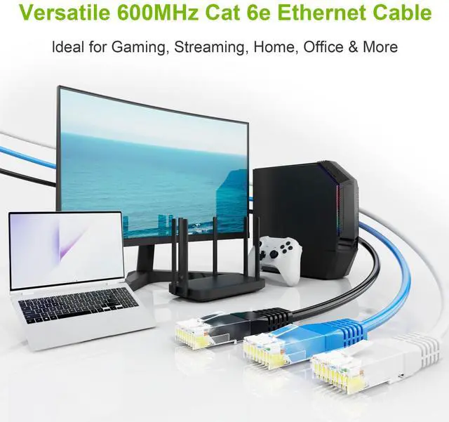 Alt view image 6 of 7 - SYSTON CABLE TECHNOLOGY Cat6e Ethernet Internet Cable Patch  600MHz 23AWG 4pr UTP Solid Bare Copper Wire Indoor/Outdoor PoE PC Laptop, CMR Riser-Rated Sunlight Resistant RoHS  UL White 100 ft.
