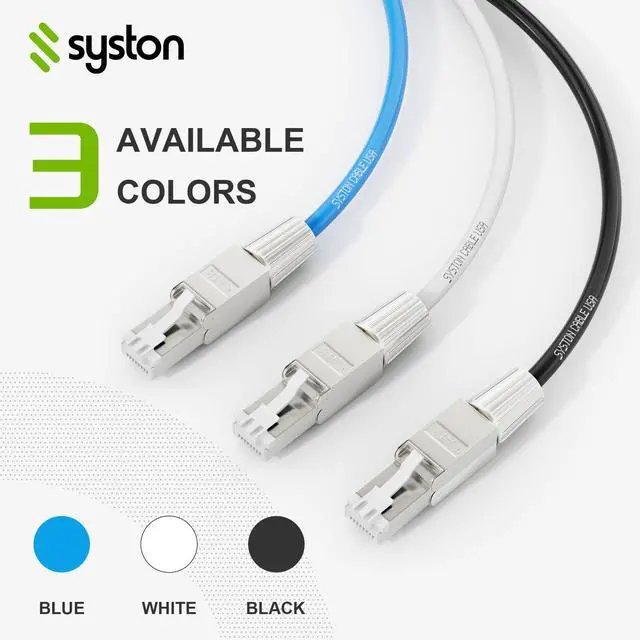 Alt view image 4 of 7 - SYSTON CABLE TECHNOLOGY Cat8 Ethernet Cable Patch  2000MHz 2GHz 40GB Solid Bare Copper S/FTP Braided Shielded, 22/4 22 AWG 4 Pair CMR CL2R FT4, Network LAN Cable for Indoor/Outdoor White 10 ft.