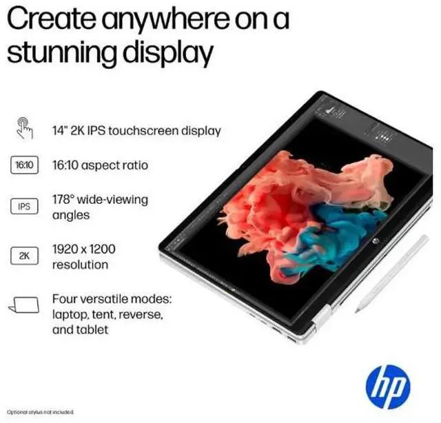 Alt view image 3 of 7 - HP - OmniBook 5 Flip 2-in-1 14" 2K Touch-Screen Laptop - Intel Core 5 - 8GB Memory - 512GB SSD - Glacier Silver