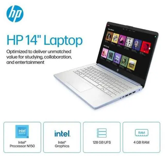 Alt view image 4 of 5 - HP - 14" LAPTOP - INTEL PROCESSOR N150 - 4GB - 128GB UFS - SKY BLUE