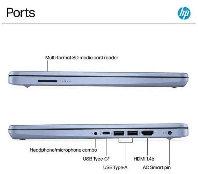 Alt view image 5 of 5 - HP - 14" LAPTOP - INTEL PROCESSOR N150 - 4GB - 128GB UFS - SKY BLUE