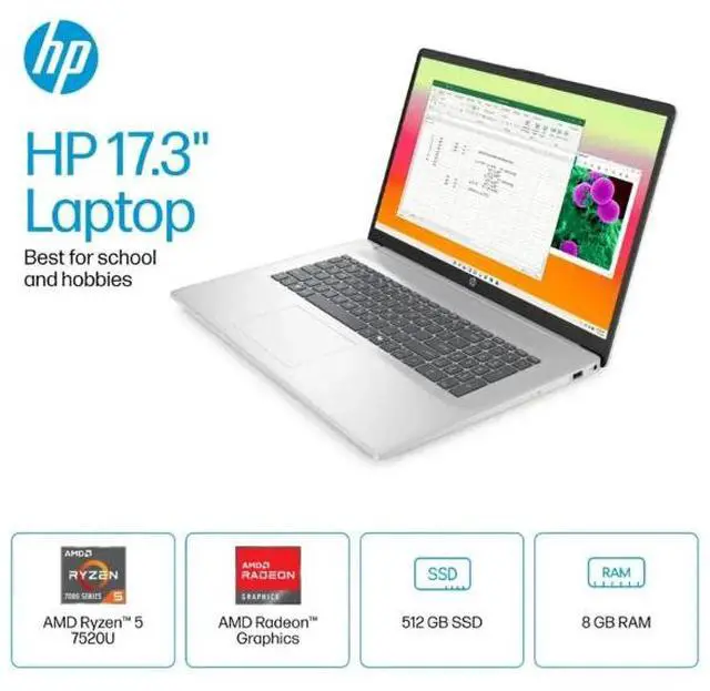 Alt view image 2 of 3 - HP - 17.3" Full HD Laptop - AMD Ryzen 5 - 8GB Memory - 512GB SSD - Natural Silver