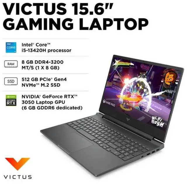 Alt view image 2 of 3 - HP - Victus 15.6" 144Hz Full HD Gaming Laptop - Intel Core i5 - 8GB Memory - NVIDIA GeForce RTX 3050 - 512GB SSD - Mica Silver