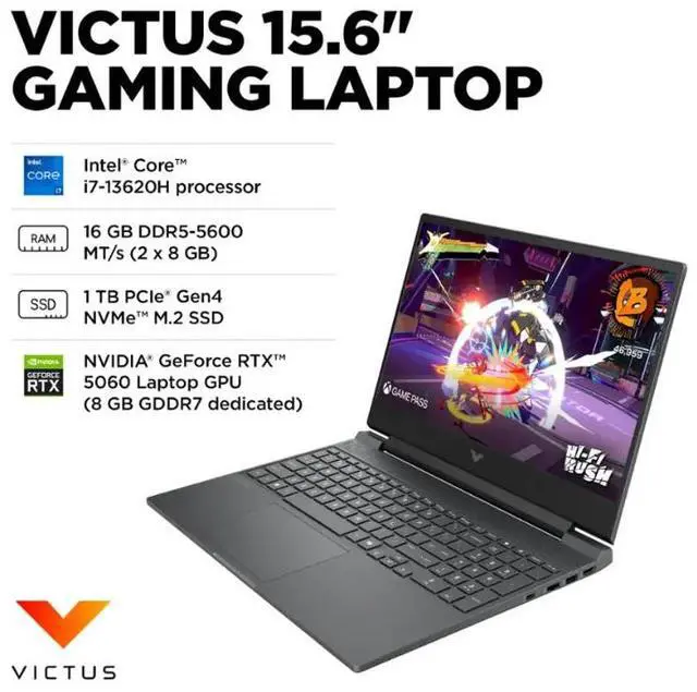 Alt view image 2 of 3 - HP - Victus 15.6" 144Hz Full HD Gaming Laptop - Intel Core i7-13620H - 16GB DDR5 Memory - NVIDIA GeForce RTX 5060 - 1TB SSD - Mica Silver