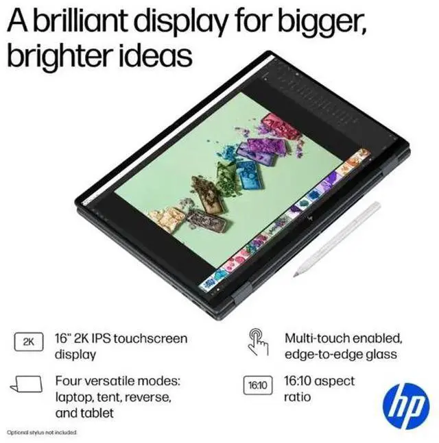 Alt view image 3 of 3 - HP - OmniBook X Flip 2-in-1 - Copilot+ PC - 16" 2K Touch-Screen Laptop - Intel Core Ultra 7 - 16GB Memory - 1TB SSD - Eclipse Gray