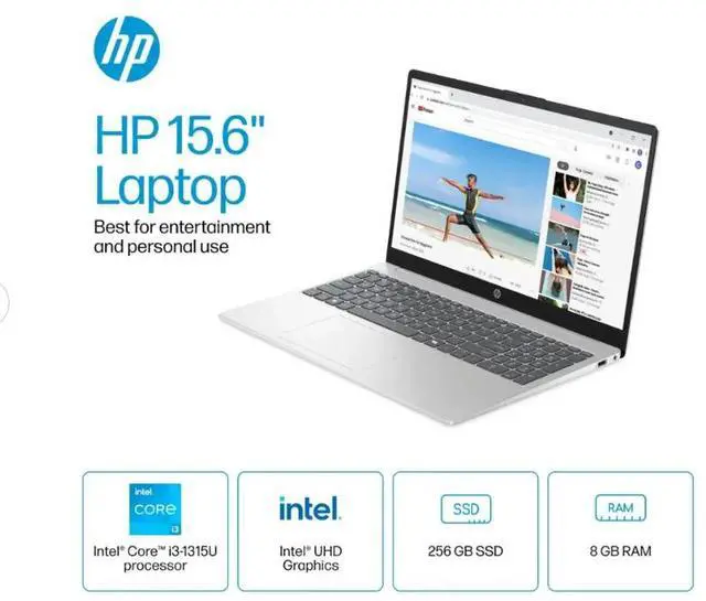 Alt view image 2 of 3 - HP - 15.6" Touch-Screen Laptop - Intel Core i3 - 8GB Memory - 256GB SSD - Natural Silver
