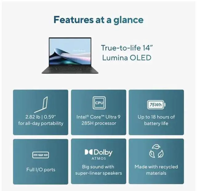 Alt view image 3 of 3 - ASUS - Zenbook 14 14" FHD+ OLED Touch Screen Laptop - Intel Core Ultra 9 - 32GB RAM - 1TB SSD - Jasper Gray