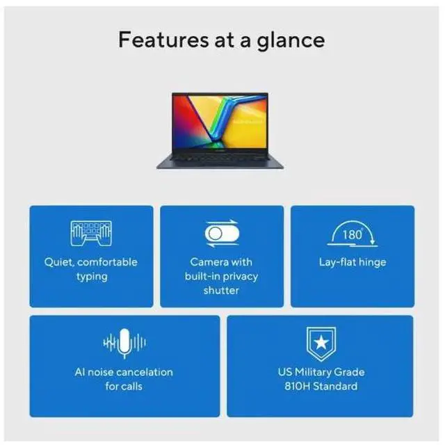 Alt view image 3 of 3 - ASUS VivoBook X1404 Laptop, 14' FHD Display, Intel Core i7-1355U Upto 5GHz, 12GB RAM, 512GB SSD, Windows 11 Home (X1404VA-I712512)