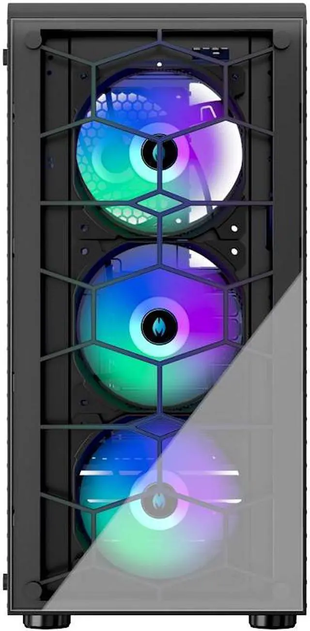 Alt view image 3 of 6 - ATX PC Case 4 RGB Fans(Fix Color) Pre-Installed, USB 3.0 ATX Gaming PC Case, Tempered Glass Mid Tower Computer Case, Black,R7