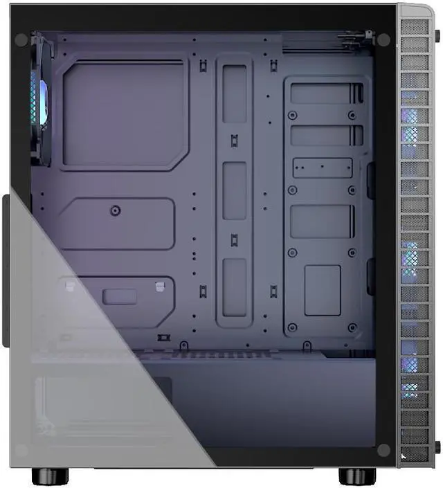 Alt view image 4 of 6 - ATX PC Case 4 RGB Fans(Fix Color) Pre-Installed, USB 3.0 ATX Gaming PC Case, Tempered Glass Mid Tower Computer Case, Black,R7