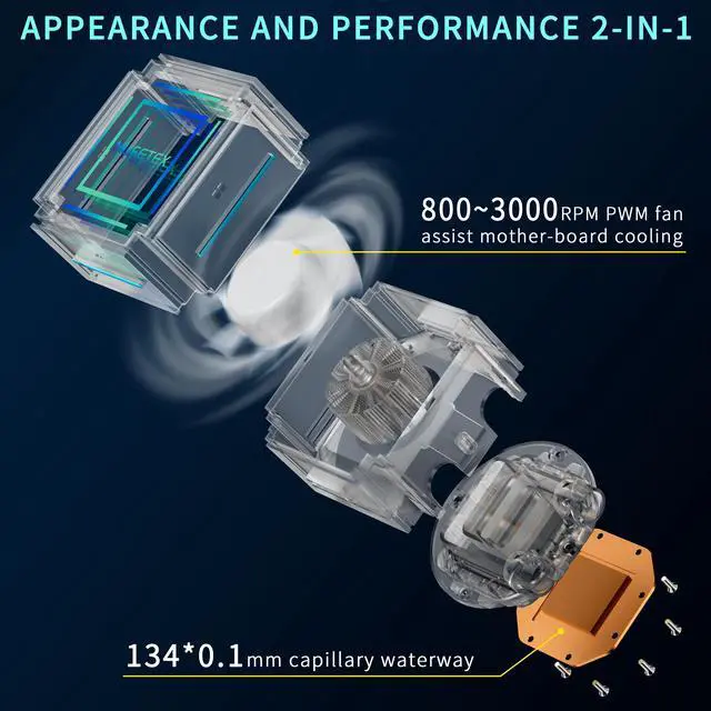 Alt view image 2 of 6 - MUSETEX M240T 240mm AIO Liquid CPU Cooler for Intel LGA 1200/1151/1700, AMD AM4, Water Cooling Systems with Computer CPU Cooling Fans, Easy Installation for Gaming and Content Creation