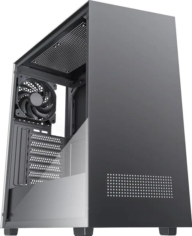 Main image of ATX PC Case, Tempered Glass Gaming PC Case, Integrated Panel Design ATX Case, Pre-Install 1Non-LED Fan, Computer Case with USB 3.0, Black,625V