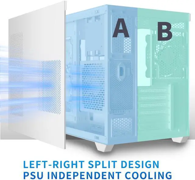 Alt view image 7 of 7 - MUSETEX ATX PC Case, 6 PWM ARGB Fans Pre-Installed, 360MM RAD Support, Type-C Gaming PC Case, 270° Full View Tempered Glass Mid Tower, Pure White ATX Computer Case,Y6