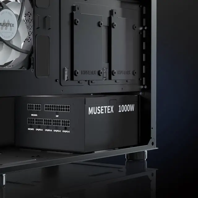Alt view image 6 of 6 - MUSETEX Power Supply 1000W, Full Modular PC Power Supply, Multi Connectors ATX Computer Power Supplies, 140mm Ultra Quiet Cooling Fan, PC PSU, Black (MU1000)
