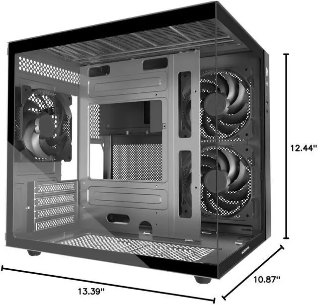 Alt view image 7 of 7 - MATX PC Case,270° Panoramic Tempered Glass Panel Gaming PC Case,3 Fans Pre-Installed Micro-ATX Computer Case,USB 3.0,Black(V3)