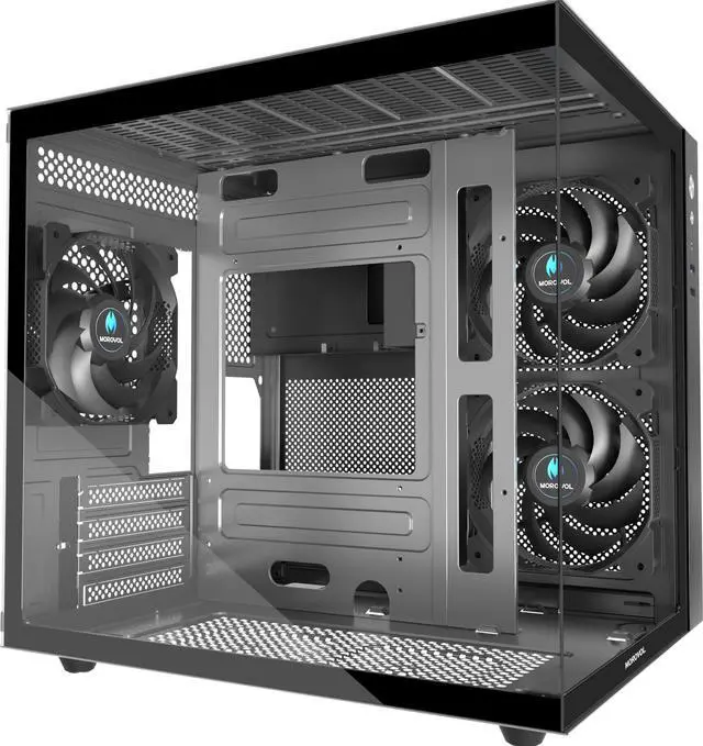 Main image of MATX PC Case,270° Panoramic Tempered Glass Panel Gaming PC Case,3 Fans Pre-Installed Micro-ATX Computer Case,USB 3.0,Black(V3)
