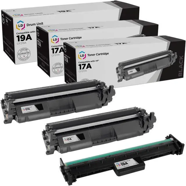 Main image of LD Products Compatible Toner & Drum Cartridge Replacements for HP 17A CF217A & HP 19A CF219A (2 Toners, 1 Drum, 3-Pack)