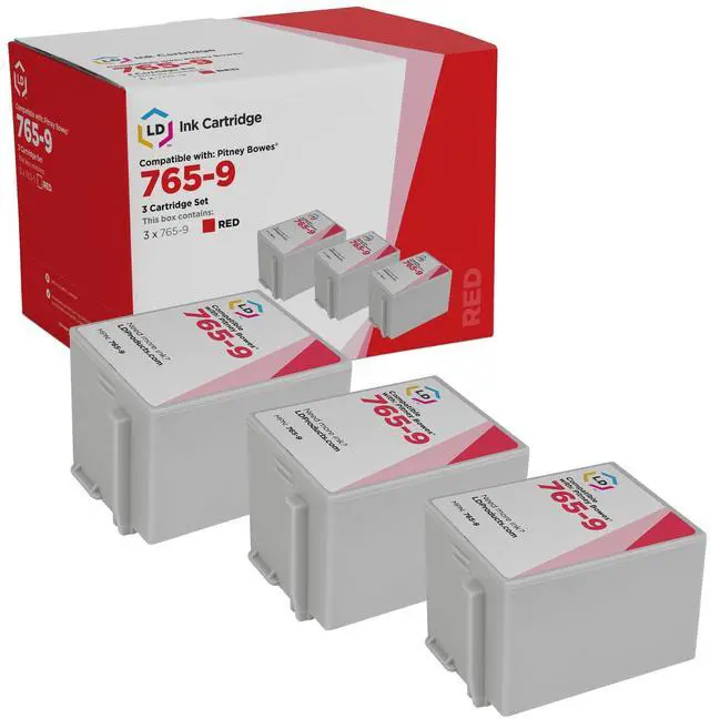 Main image of LD Products Compatible Ink Cartridge Replacement for Pitney Bowes 765-9 (Red, 3-Pack)
