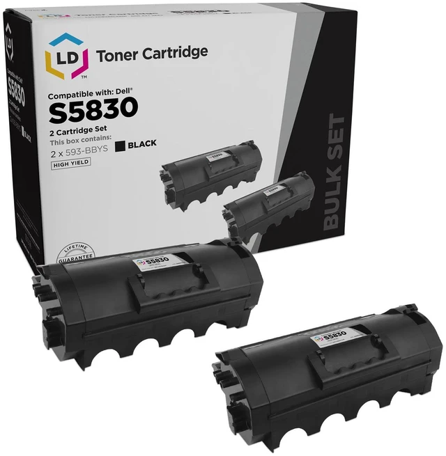 Alt view image 8 of 14 - LD Compatible Toner Cartridge Replacement for Dell Laser S5830dn 593-BBYS High Yield (Black, 2-Pack)