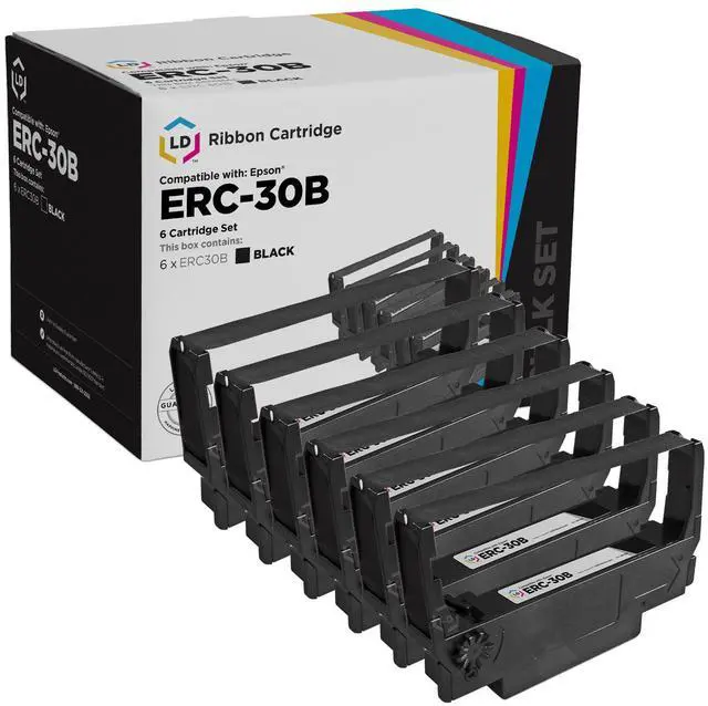 Main image of LD Products Compatible POS Ribbon Cartridge Replacement for Epson ERC-30B (Black, 6 Cartridge Pack) Compatible with Epson ERC-30 M119 M119B M119D M133A M270 M52JB IT-U375 TM-200 TM-260