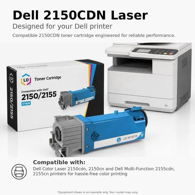 Alt view image 6 of 6 - LD Products Compatible Toner Cartridge Replacements for Dell Color Laser 2150 & Dell Multi-Function 2155 High Yield (Black, Cyan, Magenta, Yellow, 4-Pack)
