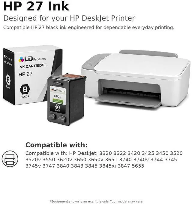 Alt view image 6 of 6 - LD Products Ink Cartridge Replacement for HP 27 / C8727AN Black