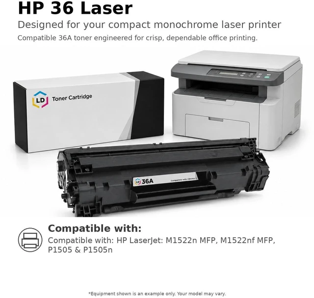 Alt view image 6 of 6 - LD Products Compatible HP 36A CB436A Black Toner Cartridge 3-Pack Replacements for use in LaserJet M1522n MFP, M1522nf MFP, P1505, P1505n