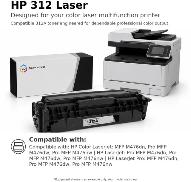 Alt view image 6 of 6 - LD Products Replacement Toner Cartridges for HP 312A / HP 312X High Yield (CF380X Black, CF381A Cyan, CF383A Magenta, CF382A Yellow, 4-Pack)