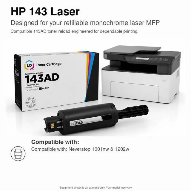 Alt view image 6 of 6 - LD Products Compatible Toner Reload Cartridge Replacements for HP 143A W1143AD (Black, 2-Pack)