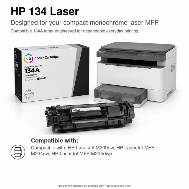 Alt view image 6 of 7 - LD Products Compatible Toner Cartridge Replacements for HP 134A Black / HP W1340A Standard Yield (Black, 2-Pack)
