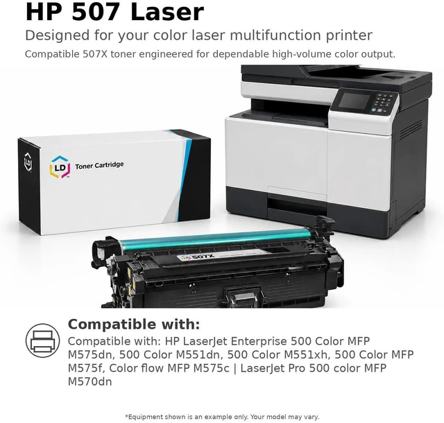 Alt view image 6 of 6 - LD Products Replacement for HP 507X & 507A Toner Cartridge Set for HP Laserjet Enterprise M551n M551dn M551xh M570dw M570dn M575c M575dn M575f (Black, Cyan, Magenta, Yellow, 4-Pack)