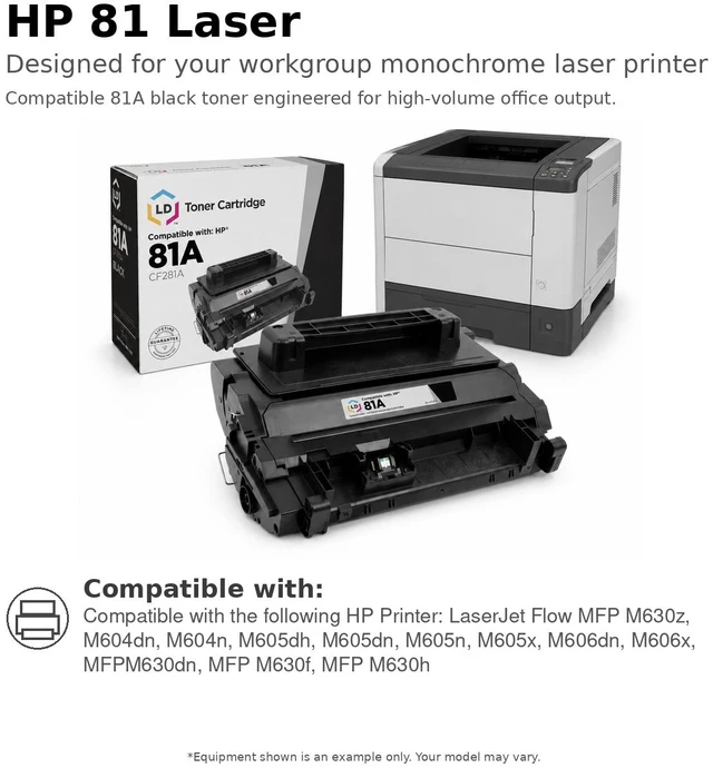 Alt view image 6 of 7 - LD Products Compatible HP 81A CF281A Toner Cartridge Replacement for use in HP LaserJet Enterprise: flow MFP M630z M604dn M604n M605dh M605dn M605n M605x M606dn M606x MFP M630dn (Black 2-Pack)